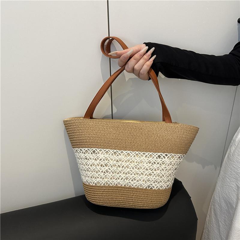 

Летняя новая отпускная пляжная сумка-тоут большой вместимости женская новая трендовая модная плетеная универсальная сумка через плечо