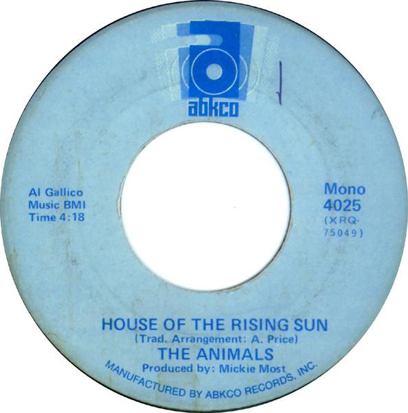 

7inch Record ANIMALS House Of The Rising Sun Bring It 4025 ABKCO 1973 US Rock Used