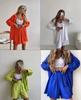 Plus Size Women’s Long Sleeve Shirt & Shorts Two-Piece Set
