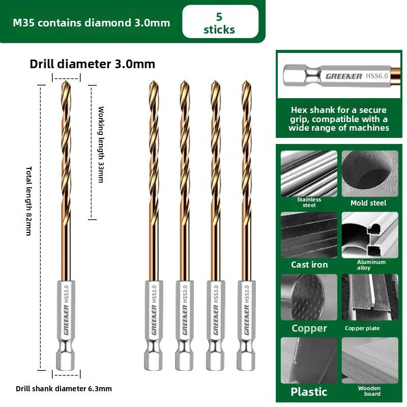 1-13mm Cobalt HSS Twist Drill Bit Straight Shank Hex Carbide Tip for Metal Stainless Steel Iron 304 Drilling