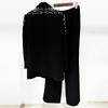 Moda High Street 2026 Collezione Inizio Primavera: Completo Giacca e Pantaloni Elegante con Perline e Strass
