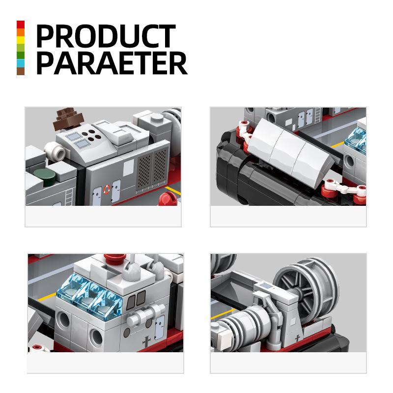 Wange Military Armored Type-726 LCAC Hovercraft Model Building Block Toy Compatible with Bricks Children's Birthday Gift No.3525