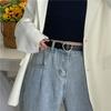Chic Heart Hole Belt For Students Versatile Pu Material Adjustable Stylish Design
