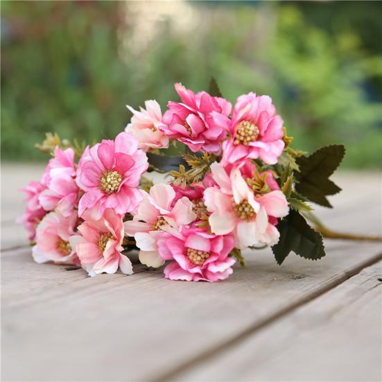 Fake Flower Useful Anti-fade Clear Texture Simulation Flower DIY Bridal Bouquet 6 Forks Artificial Cherry Blossom Artificial Flower