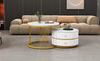 Elegant 2-Piece White Coffee Table Set, Nesting Shape, 60*60*46cm & 50*50*30.8cm, Marble Look, 2 Drawers, Load Capacity up to 30kg