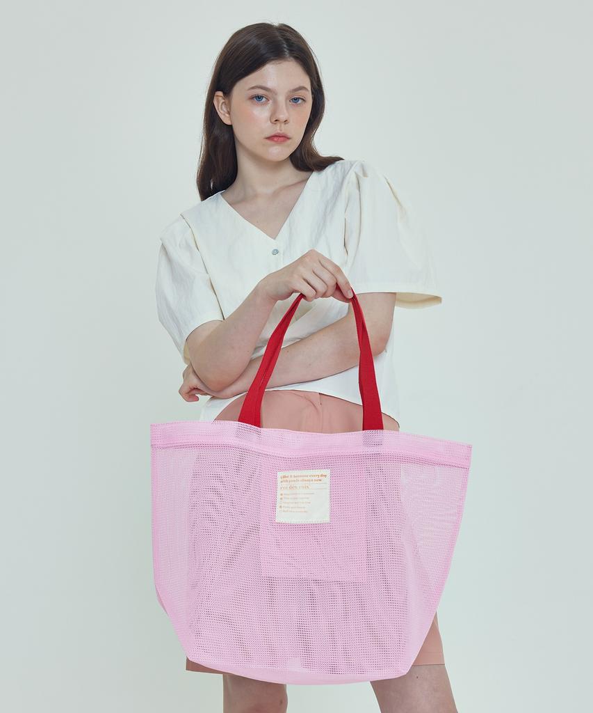 Roidesrois Two-Color Mesh Multi Bag (Pink/Red)
