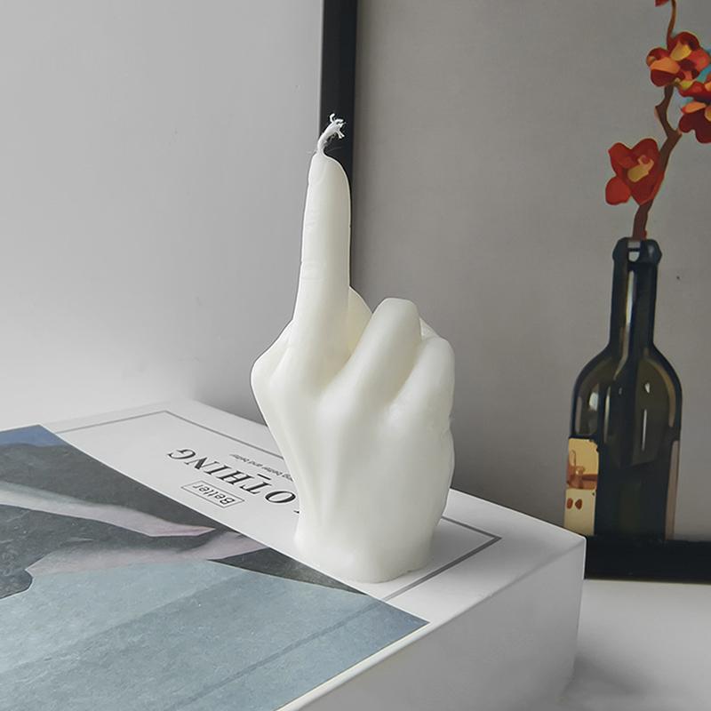 Middle Finger Candle Smokeless Non-toxic Scented Candle Gesture Birthday Wax Light Hand Figurines Home Ornament Desktop Decor