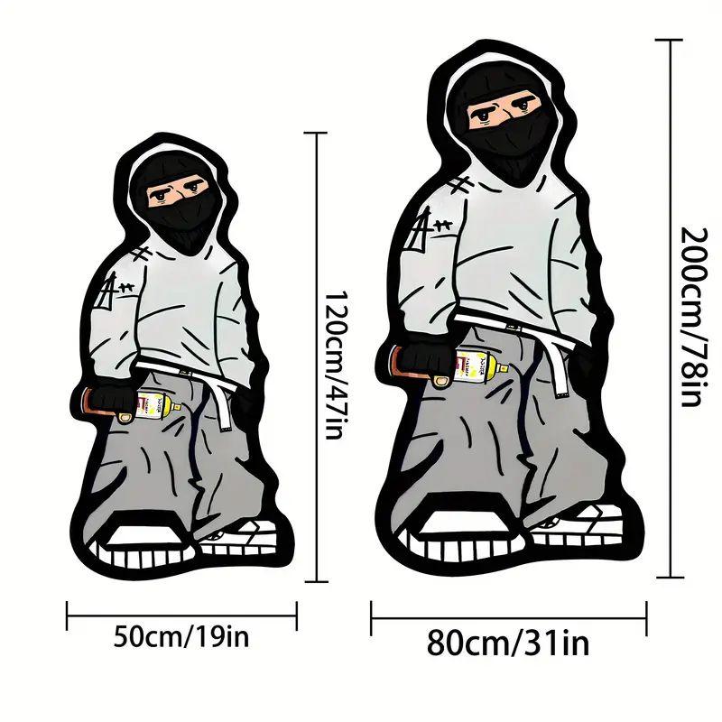 

VIKAMA Hip Hop Graffiti Wool-like Felt Rug for Soft and Easy-to-Clean Living Room Carpet, Bedroom Sofa Cushion, Home Decoration 50x120cm 20x47inch