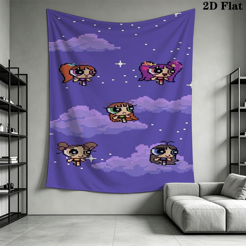 The Powerpuff Girls Games Pattern Home Decor Tapestry, Wall Hanging, Decorative RV Wall Cloth.MGT0918418