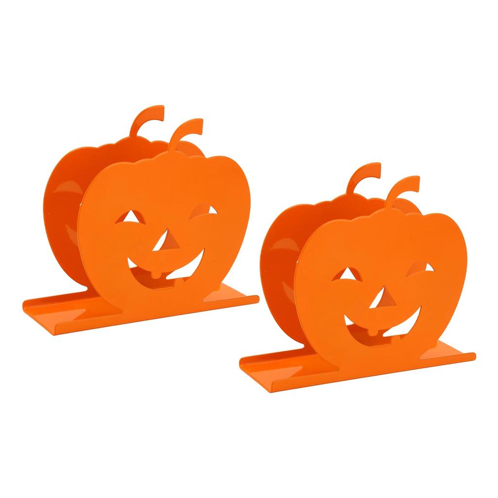 2pcs Cute Pumpkin Napkin Holder  Iron Paper Napkin Holder Hollow Decorative Tissue Dispenser 