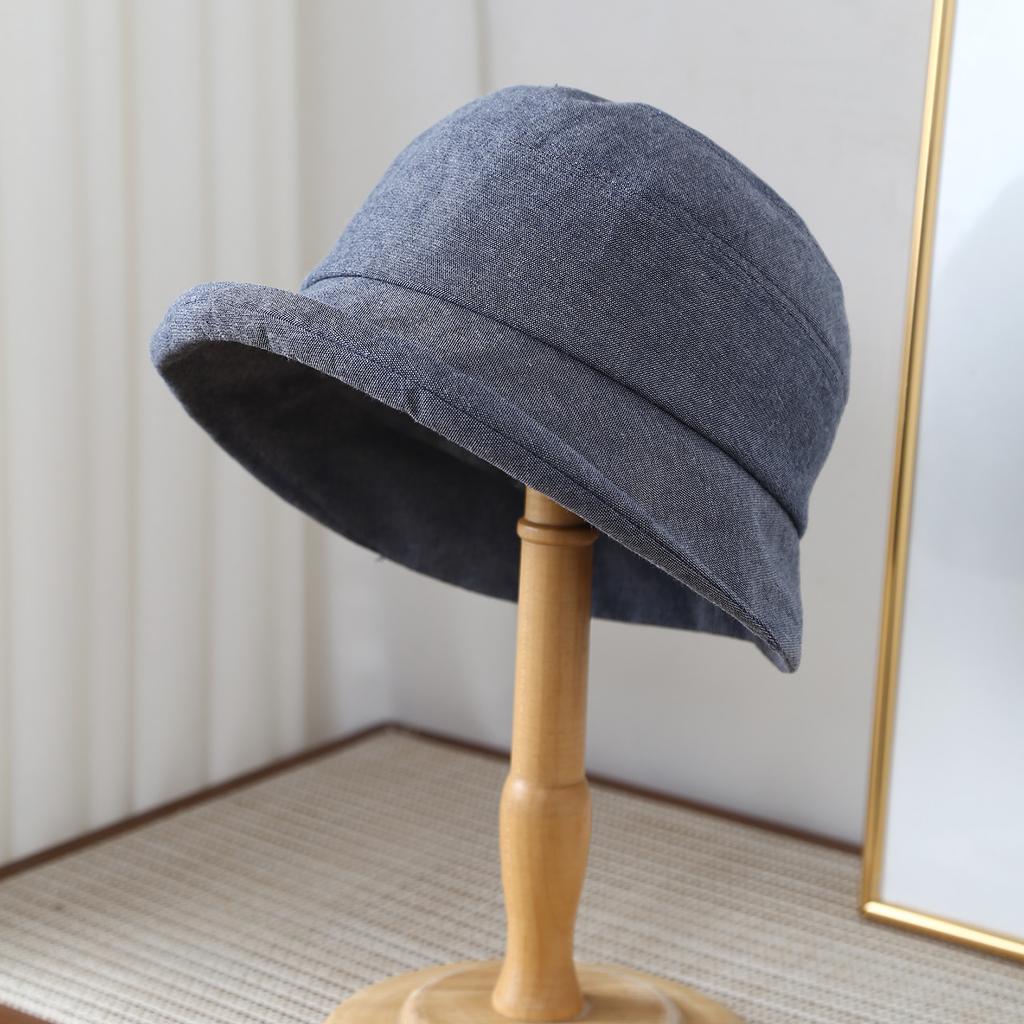 Japanese-style minimalist linen breathable rolled-brim fisherman hat women, casual, face-slimming, versatile