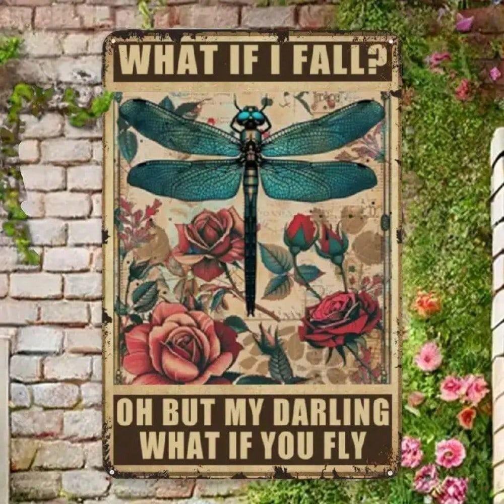 YNLLOOFD Vintage 8x12 Metal Tin Sign Dragonfly Art Wall Decor for Home Office