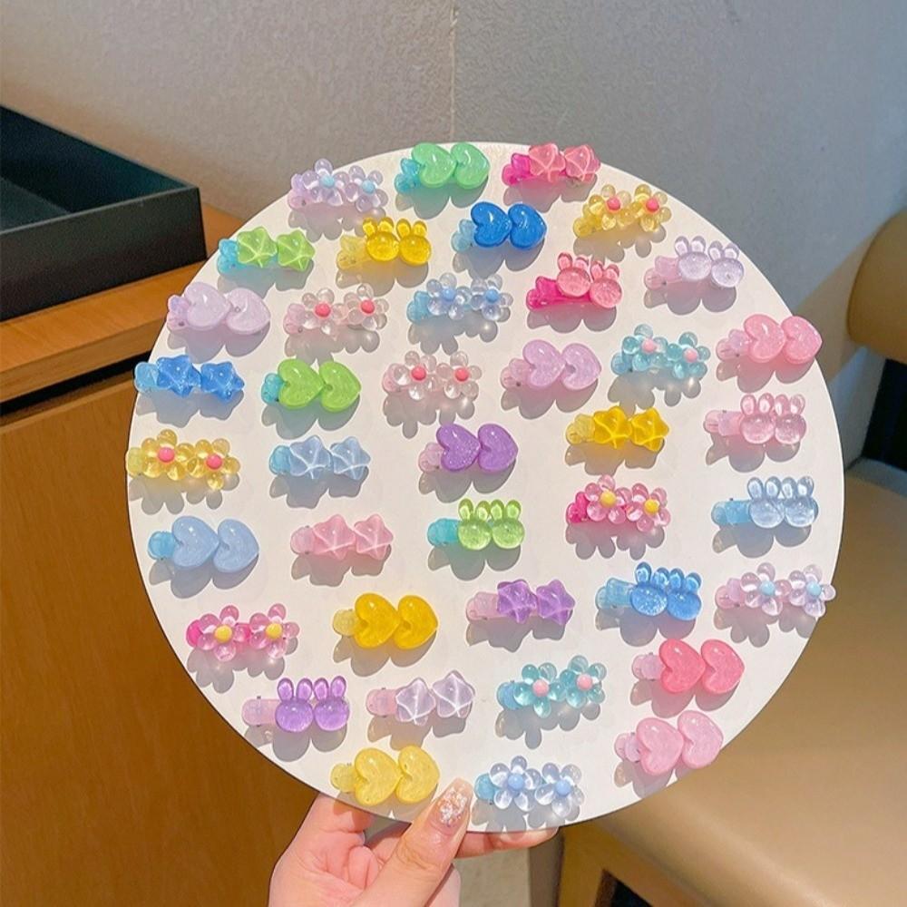 Small Flower Heart Hairpin Acrylic Side Hair Clips Cute Kids Hair Clips  For Kids