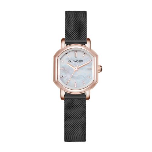 [BLANCIERE] BLANCIERE Ciel Mother-of-pearl Rose Black Mesh Square Women s Metal Watch BW20925L-RMBM NONE