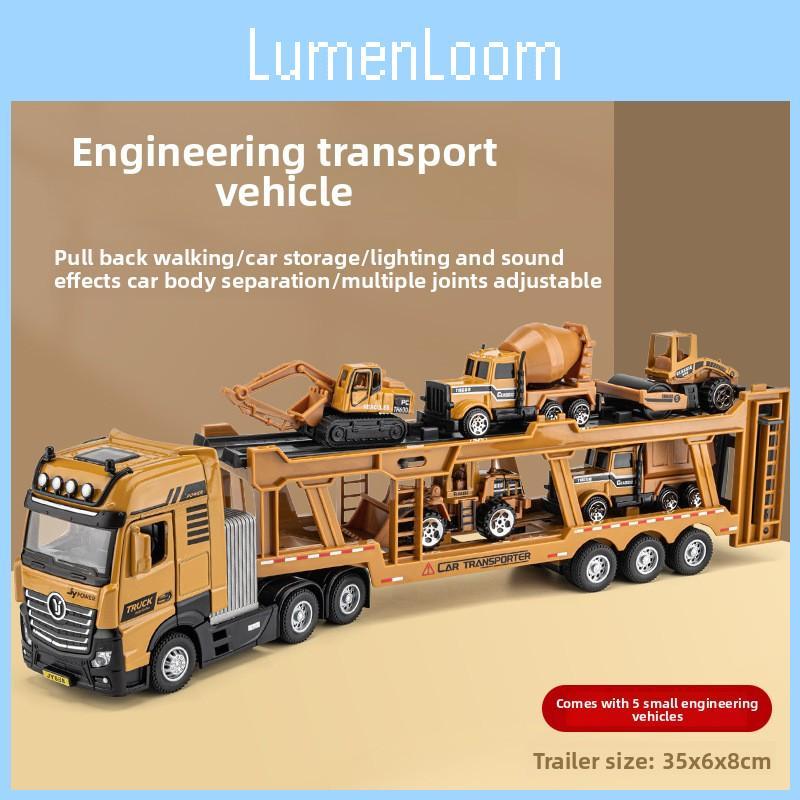 Transport Engineering Truck Toy Model Set With Sound Light And Opening Doors