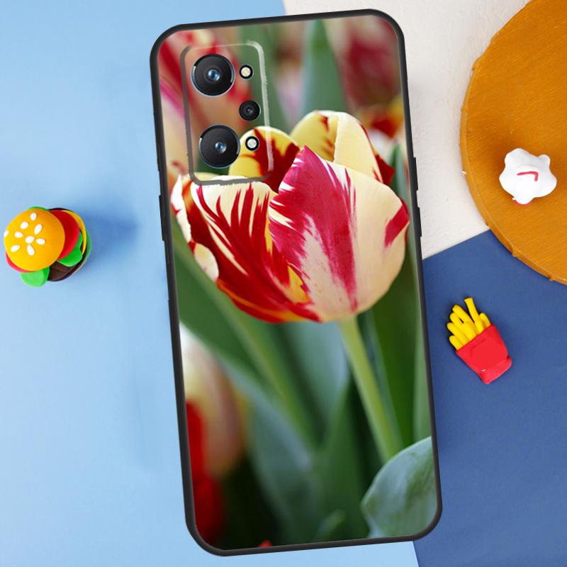 Spring Tulips Flower For Realme C55 C67 C61 C75 C53 C51 C21Y C25S GT 6 6T 5 GT7 Pro 10 11 12 13 14 Pro Plus Case