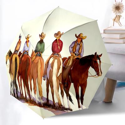 1pc Cowgirls HorsesAutomatic Open/close Umbrella, 8-Rib Sturdy Structure, Portable Travel Umbrella, Parties, Everyday Usec80