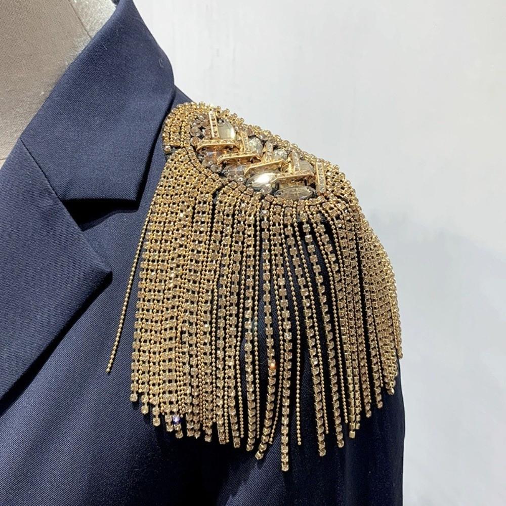 Vintage Shoulder Epaulettes Handmade Rhinestone Epaulet Fashion Tassel Shoulder Board Gifts