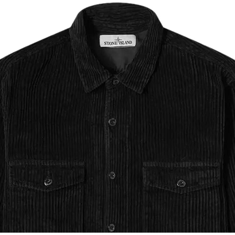 STONE ISLAND Autumn Corduroy Embroidered Pattern Work Jacket Men Jacket Black 731512111-V0029