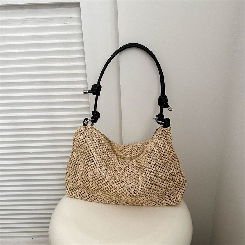 Handmade Woven Bags for Women, New Tide Fashion Retro Straw Tote Bag, Versatile Large Capacity Shoulder Bag