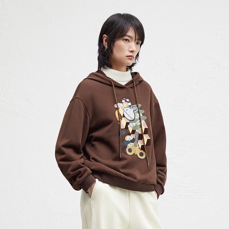 broadcast Women's Hooded Fashion Print Loose Sweatshirt