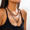 Hip-Hop Personality Black Cross Chain Necklace Female, Retro Heart-Shaped Double-Layer Collarbone Necklace