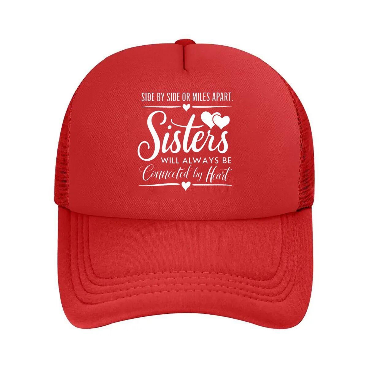 Sister Heart Graphic Casual  Mesh Baseball Cap Hip Hop Adjustable