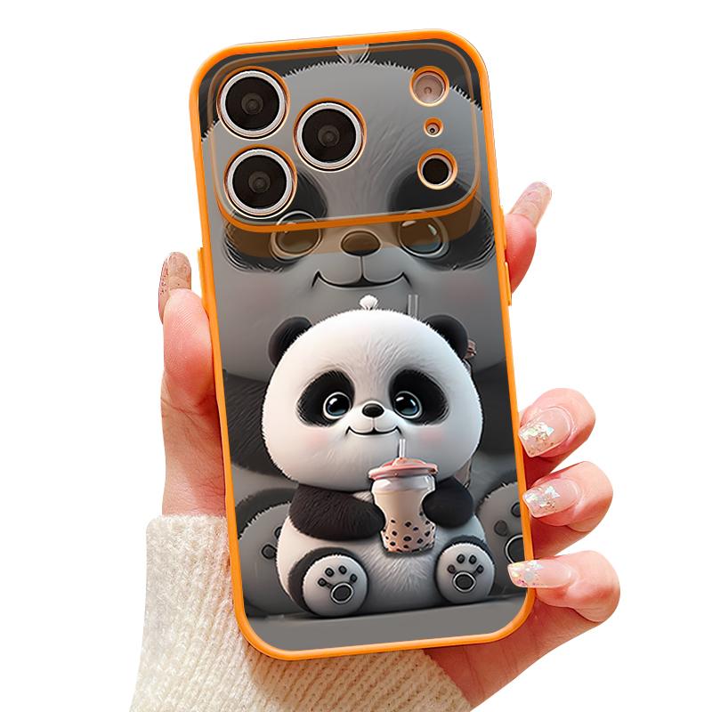 Milk Tea-drinking Panda Case For iPhone 17 Pro Max Magnetic For Magsafe Skin Feeling Cover For iPhone 16 15 14 13 Pro Max