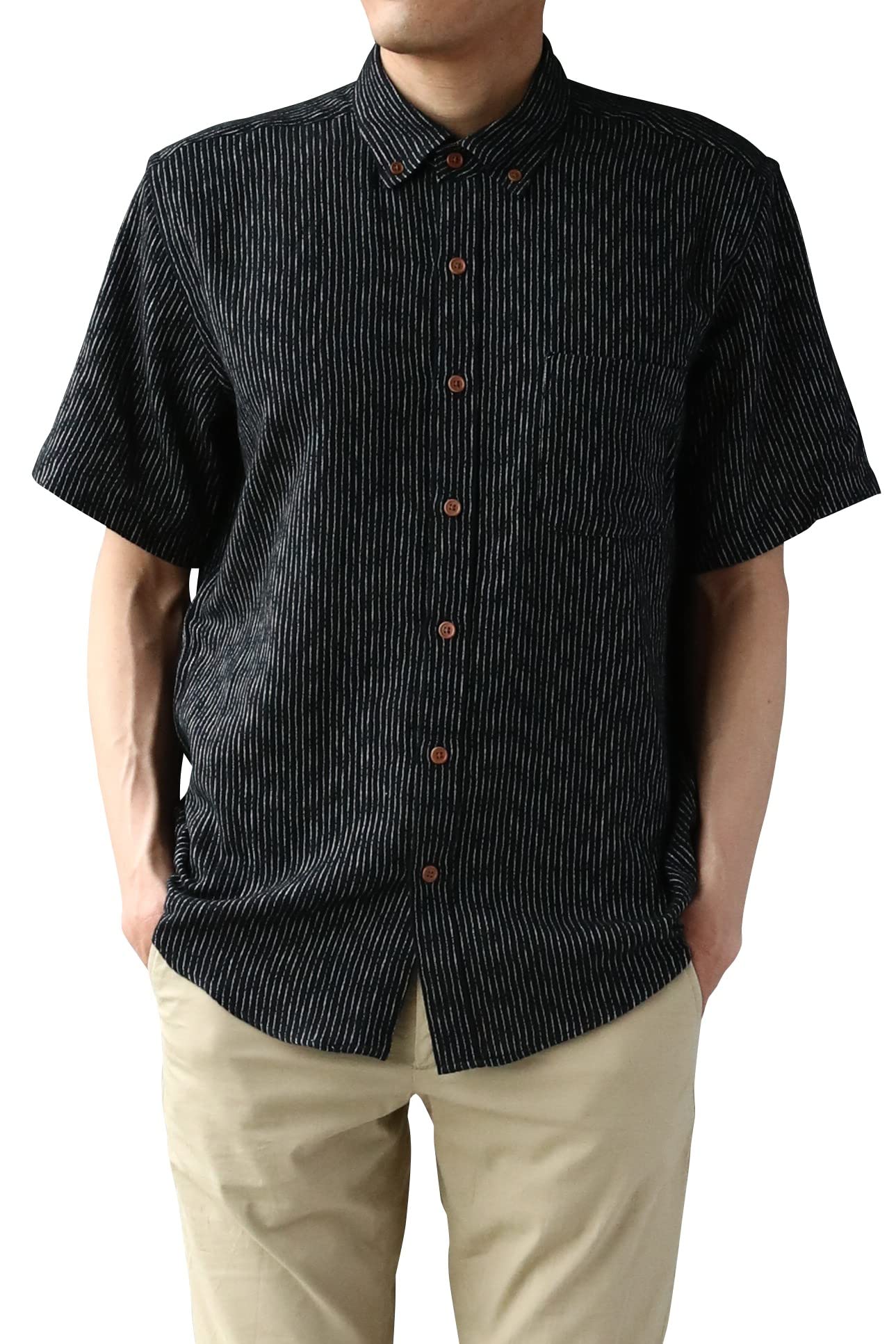 

Рубашка Watanosato Kurume из ткани чидзими, тканая переплетением x, с карманом, Сделано в Японии, Дневная, Зигзагообразная, с текстурой груши, с коротким рукавом, на пуговицах, Отцовская (Размер M/Цвет