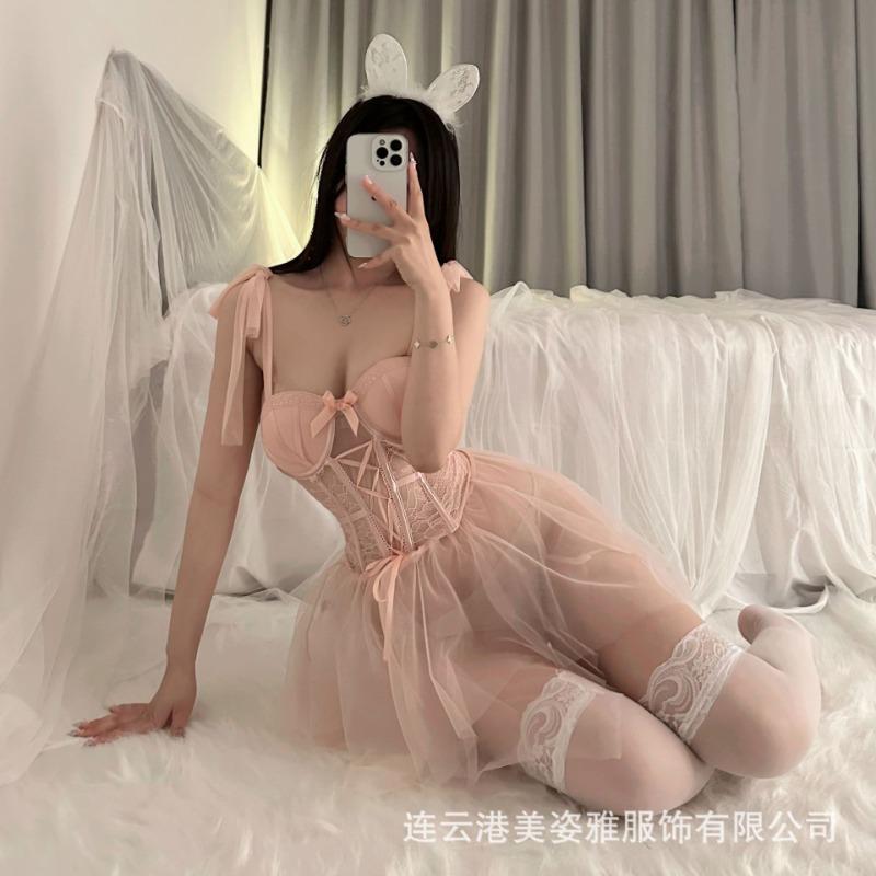 Cute versatile sexy underwear steel ring small chest gathering pure desire perspective suspender keel sex underwear