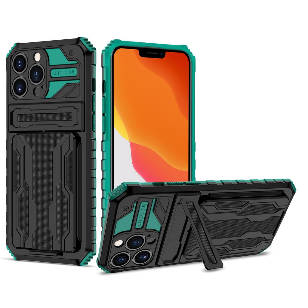 for iPhone 13 13 12 Pro Case Wallet 3-Card Flip Cover Credit Card Holder Slot Back Pocket Dual Layer Protective Hybrid Hard Case