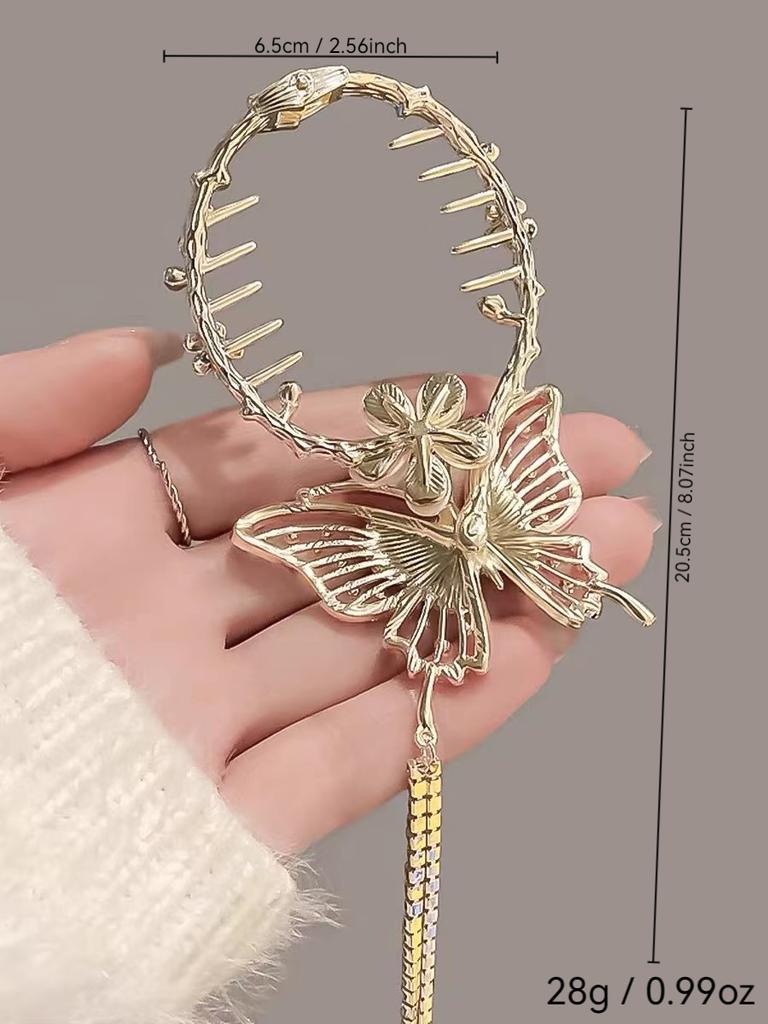 1 Pcs Fashion Gold Flower Studded Hollow Butterfly Hairgirps For Women Girls Party Hair Accessories