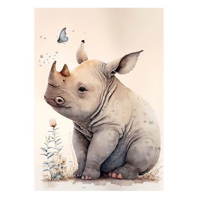 Watercolor Baby Animals Cute Warmth Prints Poster Canvas Painting Modern Wall Art Pictures Living Room Bedroom Home Decoration