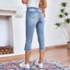 Women Denim Jeans Drawstring Waist Calf-Length Stretch Jeans Skinny Slim Pencil Pants