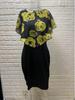 Rose Print Slim Fit Plus Size Dress with Shawl