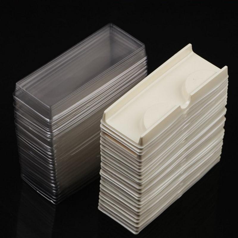 50Pcs Lash Trays Plastic Triangletransparent Mink Lash Holder Eyelash Tray