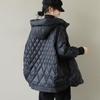 Korean Style Mid-Length Hooded Women’s Down Jacket - Autumn/Winter Trendy Diamond Quilted Design