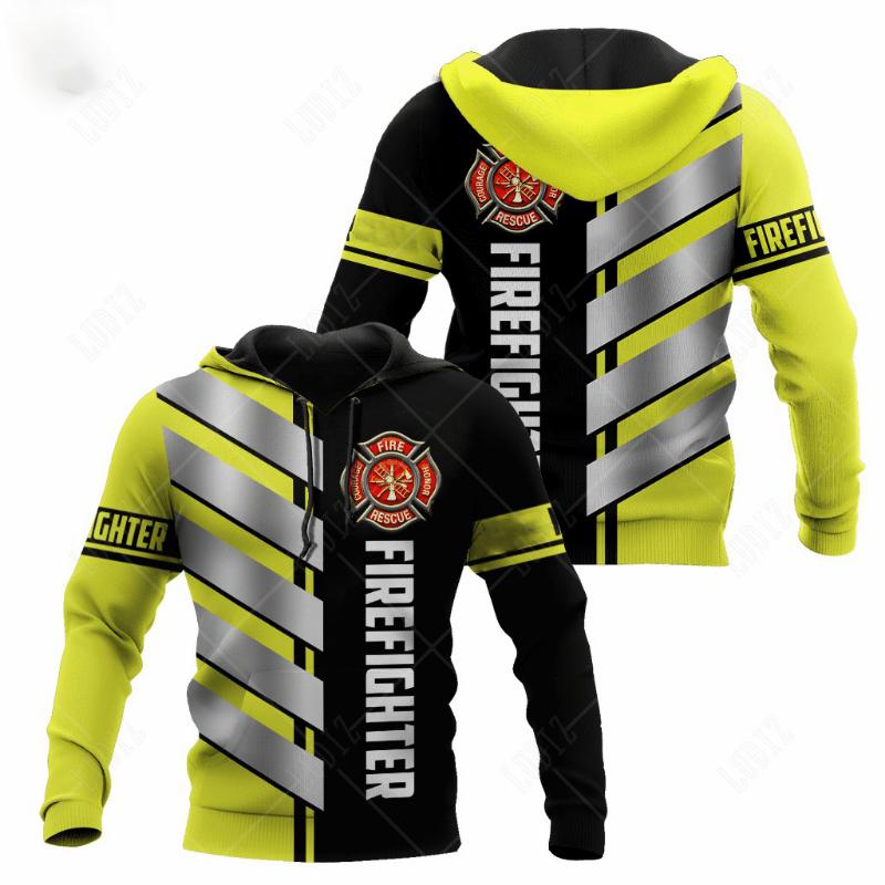 Firefighter Hoodies Men's Hoodie 3D Print Tops Autumn Long Sleeved Streetwear Designer Hooded For Men Clothing
