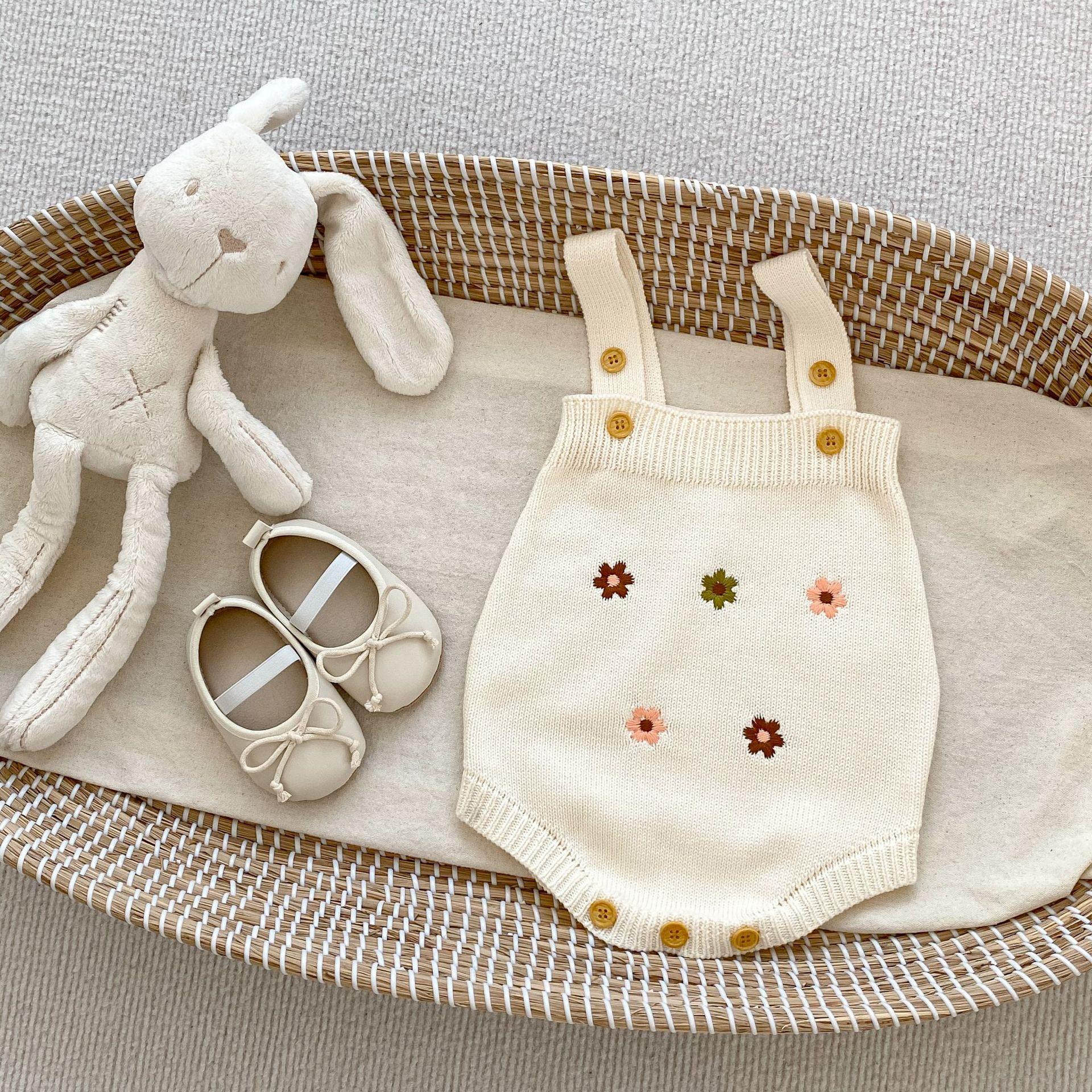 Baby Girl Knit Romper Set with Cardigan and Embroidered Vest for Spring Autumn 66