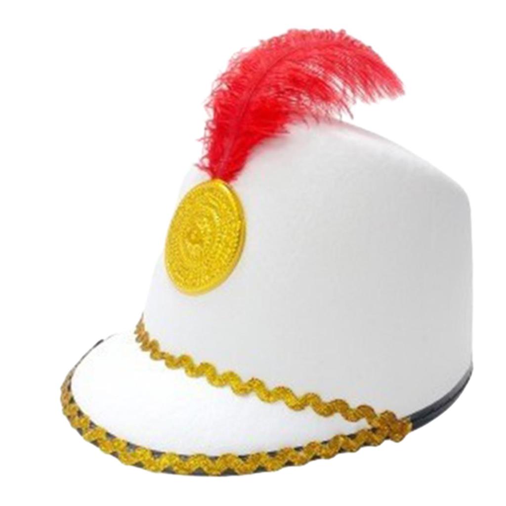 American Marching Band Hat Major with Feather Multipurpose Drum Costume for