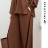 ELLASSAY Women's 2025 Early Autumn Brown Wide-Leg Casual Pants