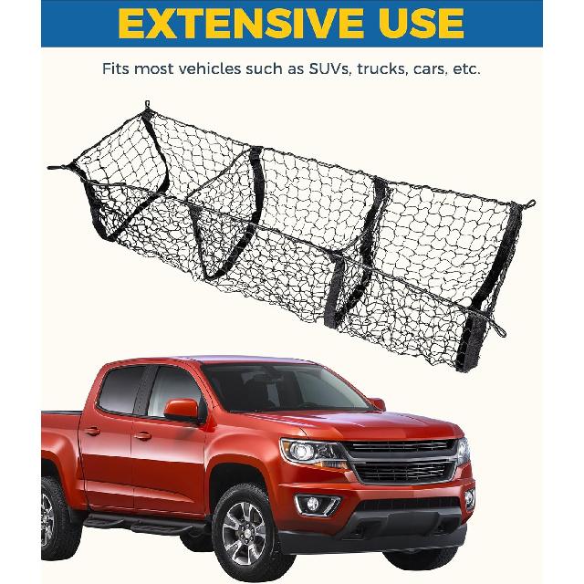 Cargo Net,Cargo Net For SUV,Truck Bed Organizer,Car Accessories Automotive Cargo Nets,3 Pocket Truck Bed Cargo Net,Truck Net Truck Storage,Mesh