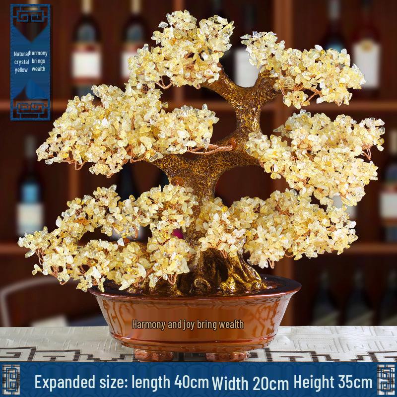 Pink Crystal Money Tree: Attracts Wealth and Enhances Relationships - Perfect for Living Rooms, Offices, Housewarmings, and Ceremonies