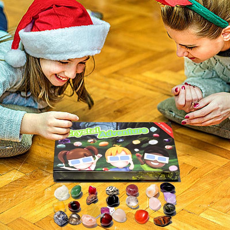 Crystal Rock Adventskalender Kristall Countdown Kalender für Weihnachten Sammler Edelsteine Achat Steine Set für Kristall