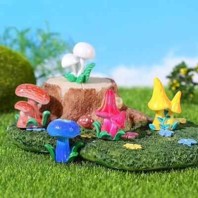 Farbenfrohes Pilz-Sukkulenten-Gartendekor – Miniatur-Moos-Landschaftszubehör