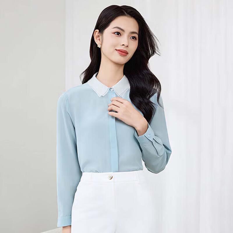 JESSIE Women s Elegant Layered Collar Long Sleeve Blouse L