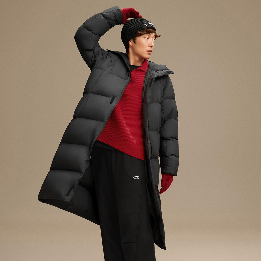 Li Ning Sports Lifestyle Series Loose Fit Hooded Logo Down Jacket Men Outerwear AYMV513-2