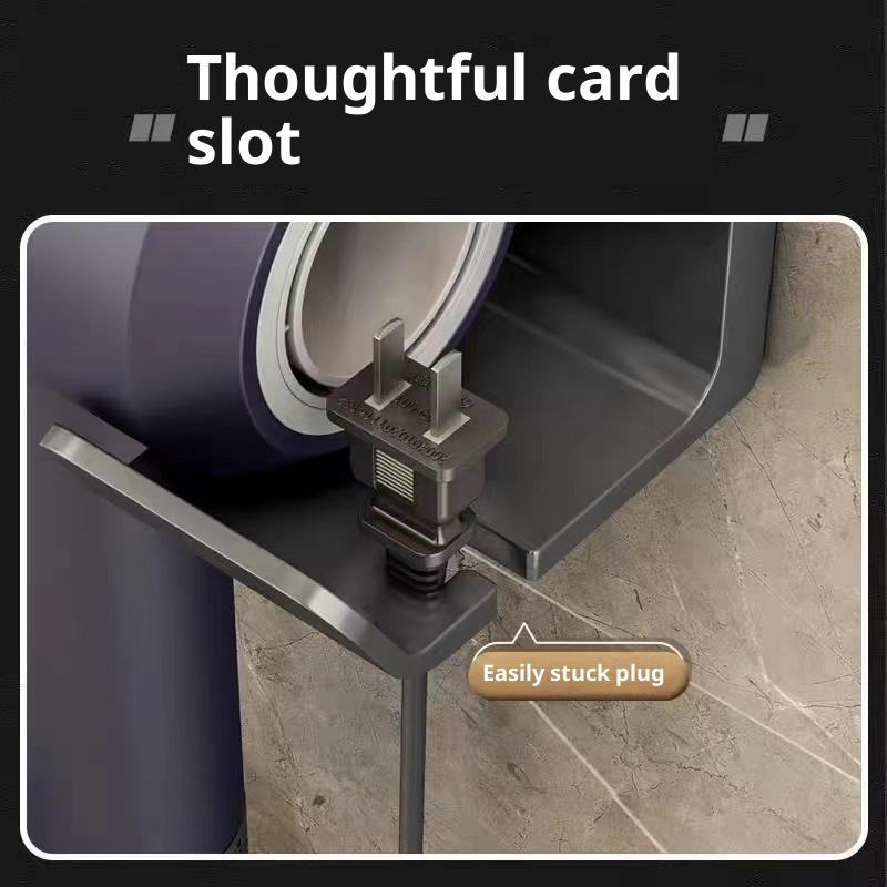 Wall-Mounted Hair Dryer Holder - No Drilling Required, Plastic Bathroom Storage Rack With Multiple Compartments For Hair Dryers