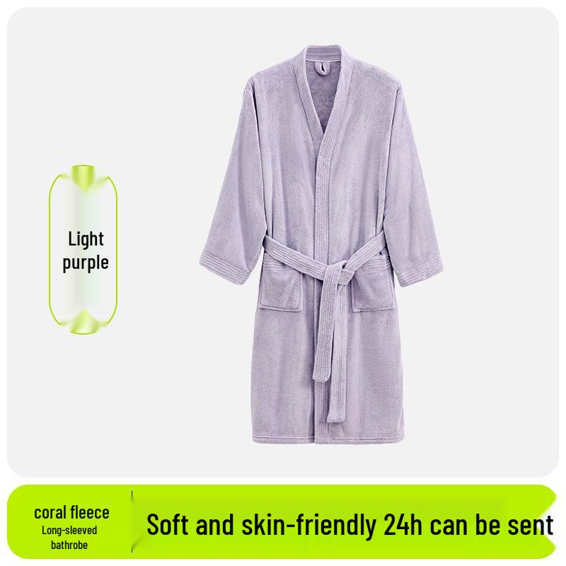 Women's Thick Antibacterial Quick-Dry Cloud Velvet Bathrobe - Autumn/Winter