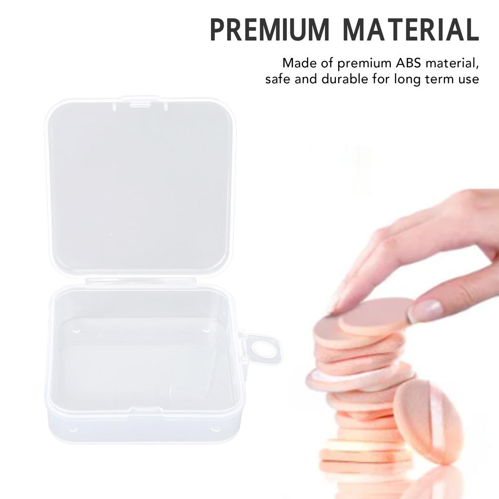 5Pcs Makeup Puff Box Transparent ABS Plastic Clear Square Jewellery Storage Case for Earring